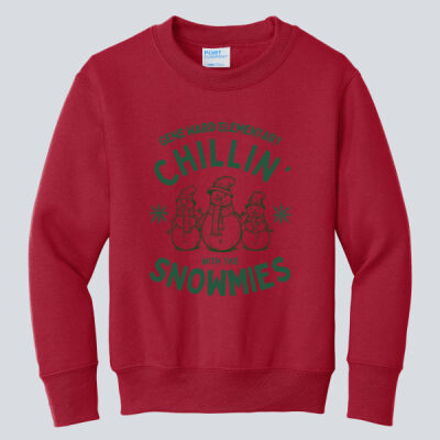 Youth Crewneck - Winter - Chillin With The Snowmies Green Thumbnail