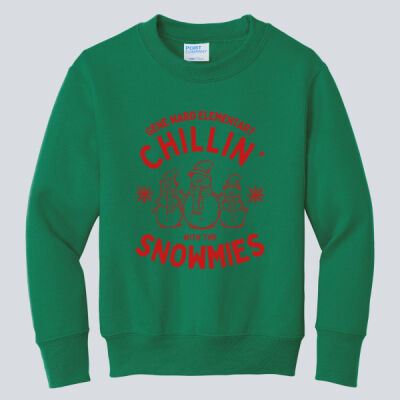 Youth Crewneck - Winter - Chillin With The Snowmies Red Thumbnail