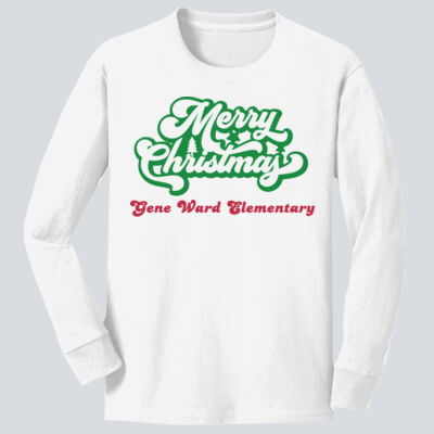 Youth Long Sleeve Shirt - Winter - Merry Christmas Red and Green  Thumbnail