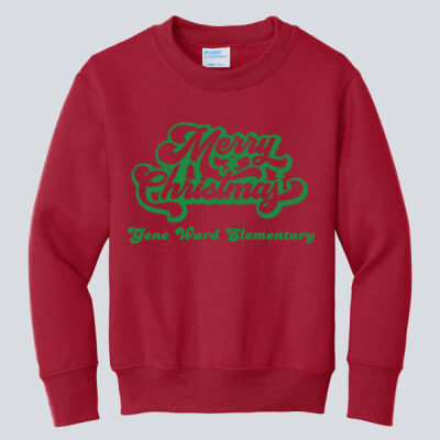 Youth Crewneck - Winter - Merry Christmas Green  Thumbnail