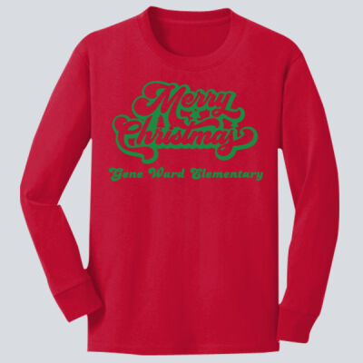 Youth Long Sleeve Shirt - Winter - Merry Christmas Green  Thumbnail