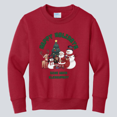 Youth Crewneck - Winter - Happy Holidays Green Thumbnail